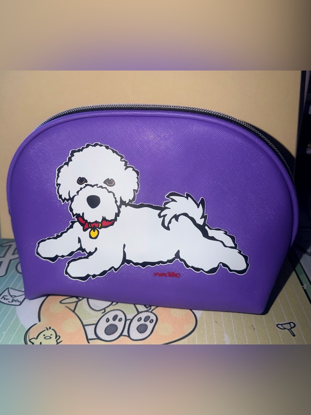 💜NWOT Marc Tetro Doodle Dog Purple Travel Pouch